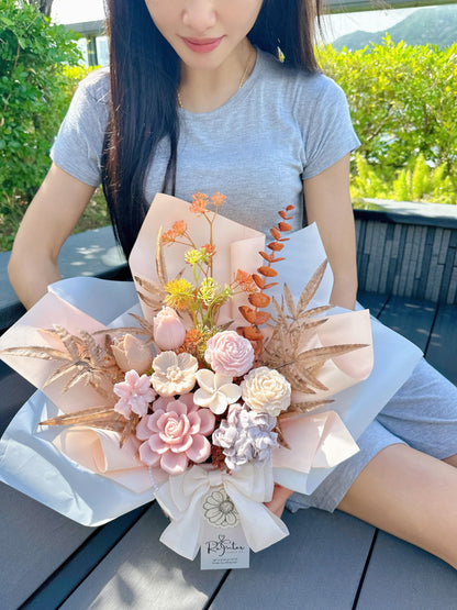 溫柔裸系香薰蠟燭花束 By your side