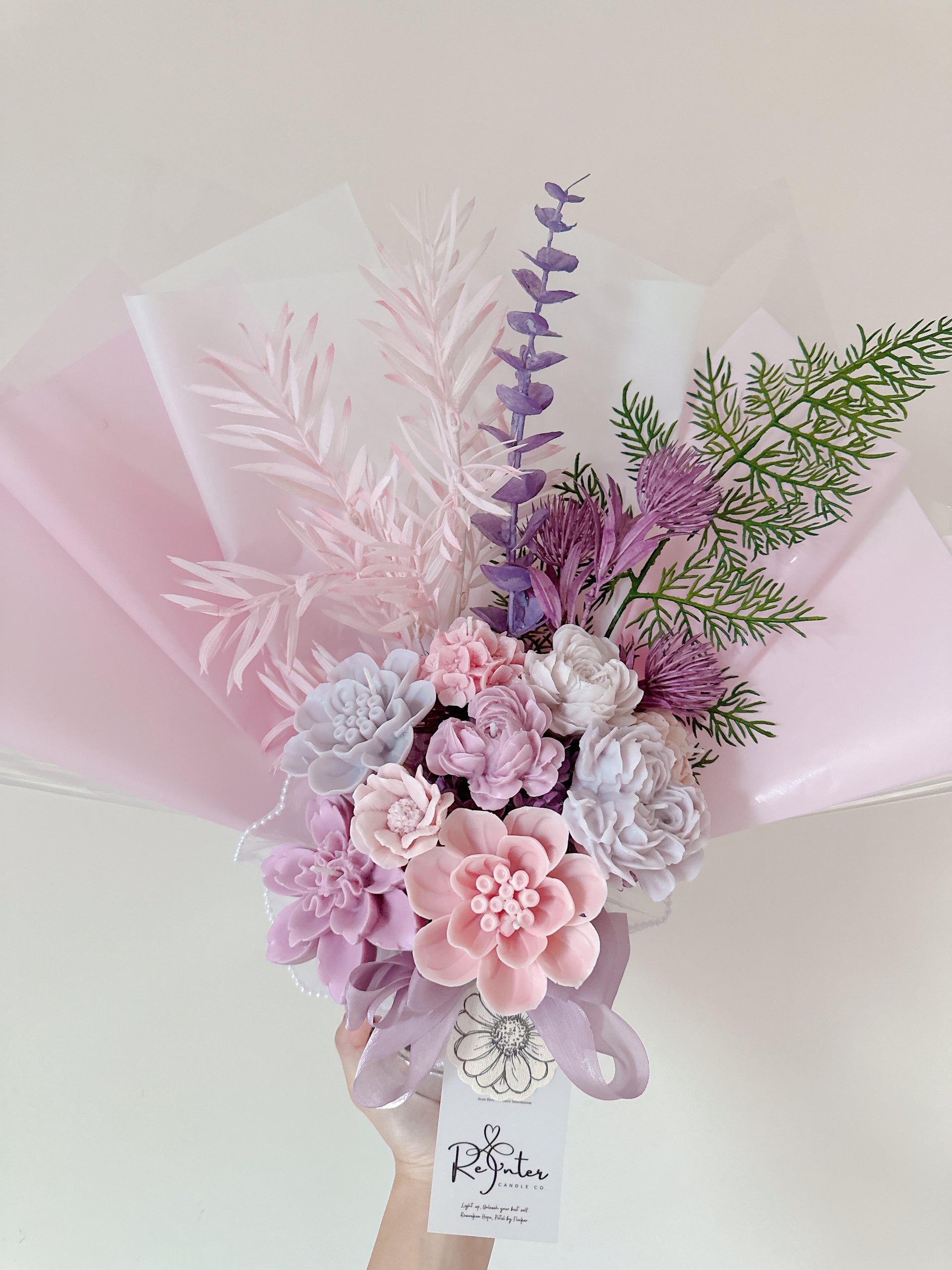粉紫系香薰蠟燭花束 Dream of you