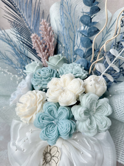 珍珠白裸藍綠系香薰蠟燭花束 Maldive holiday