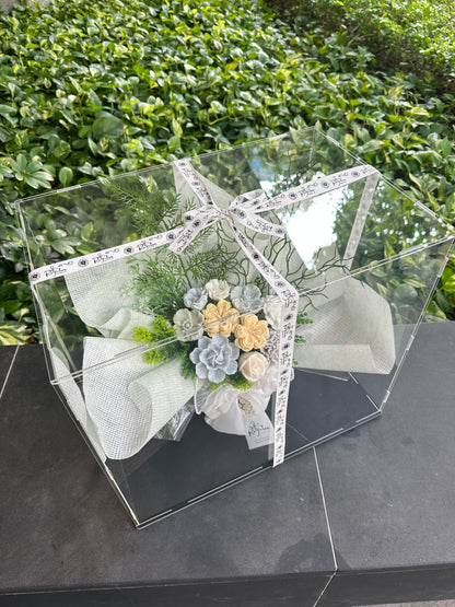 黃綠搭系香薰蠟燭花束 Romeo and Juliet