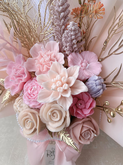 裸粉色系香薰蠟燭花束 The goddess's smile, a rosy radiance