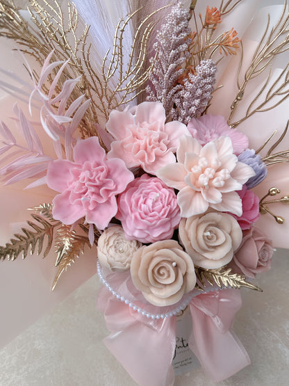 裸粉色系香薰蠟燭花束 The goddess's smile, a rosy radiance