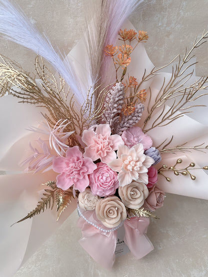 裸粉色系香薰蠟燭花束 The goddess's smile, a rosy radiance