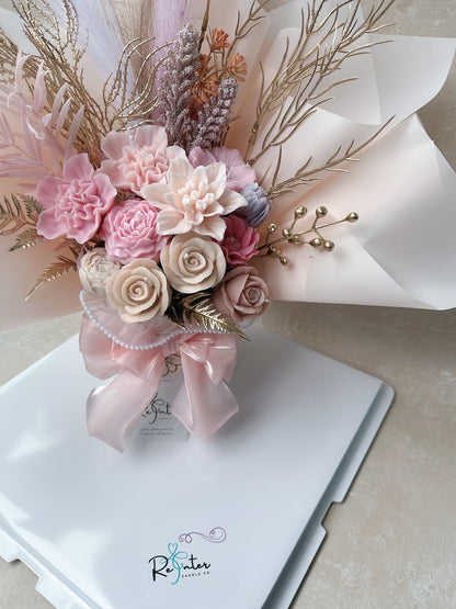 裸粉色系香薰蠟燭花束 The goddess's smile, a rosy radiance