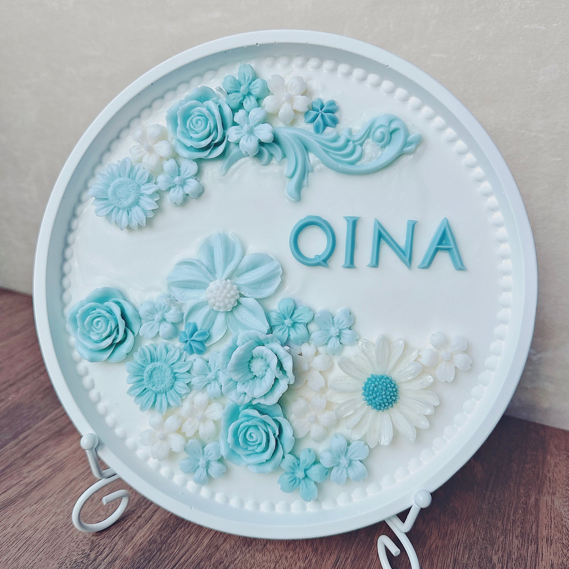 香薰蠟燭蛋糕 - 天空藍白