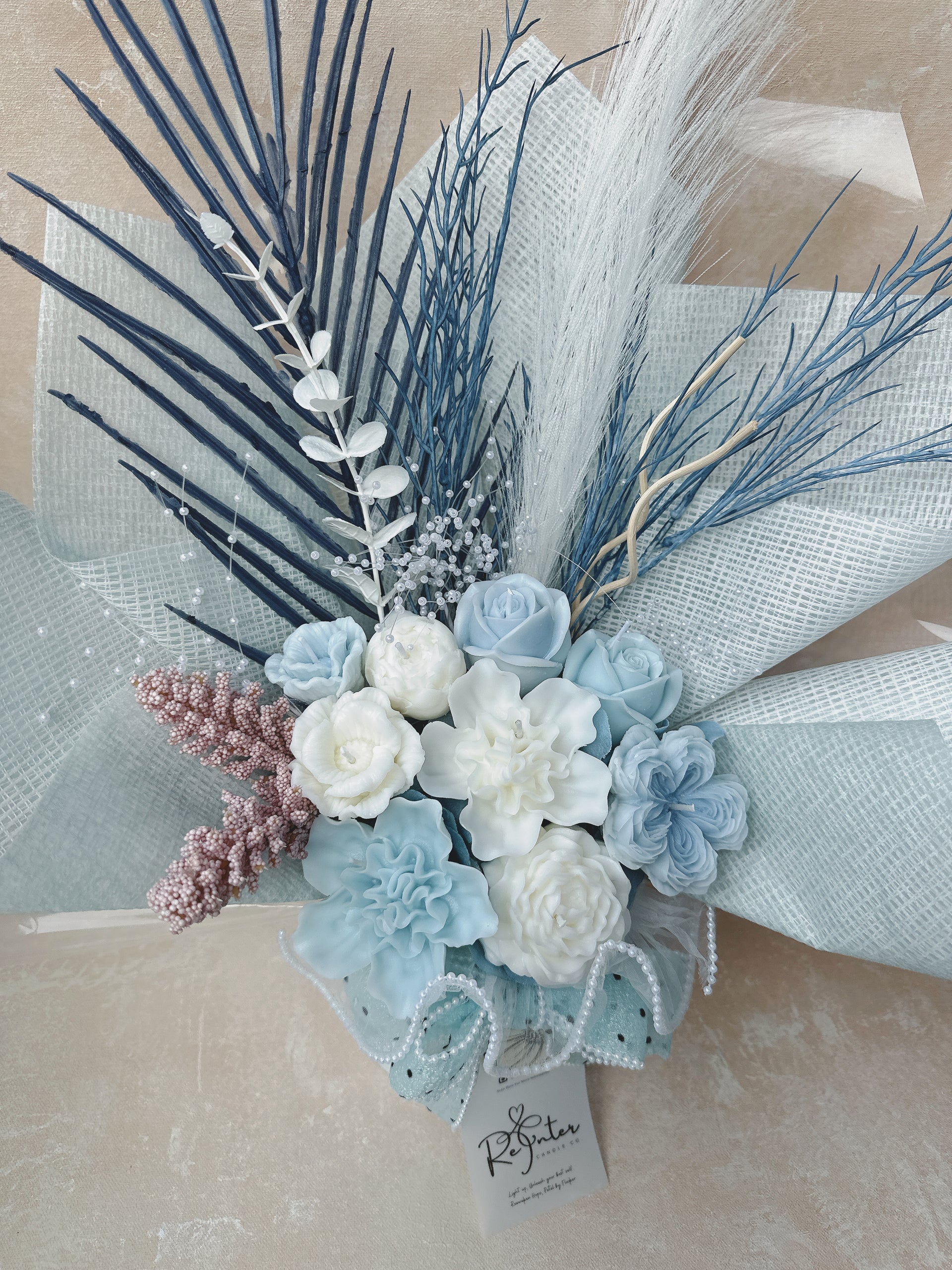 藍白系香薰蠟燭花束 Maldive holiday