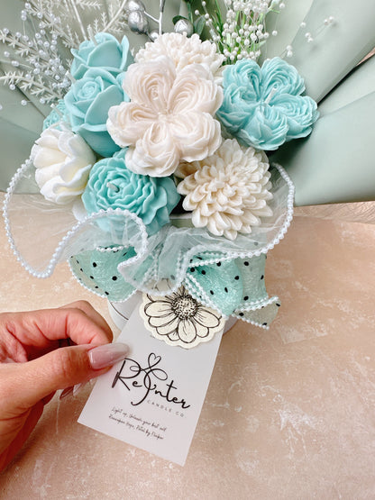 蒂芙尼藍綠系香薰蠟燭花束 Romeo and Juliet