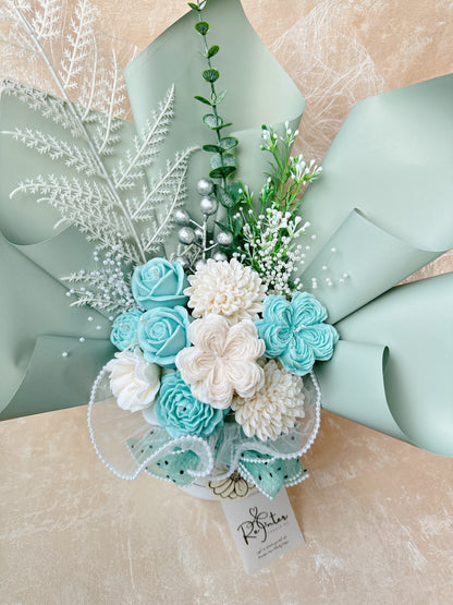 蒂芙尼藍綠系香薰蠟燭花束 Romeo and Juliet