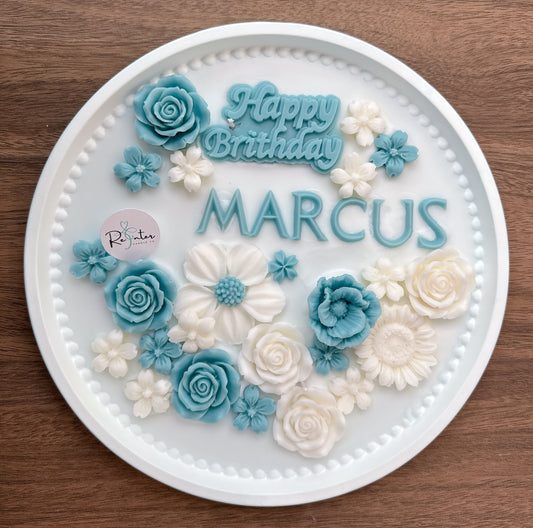 香薰蠟燭生日蛋糕 - 深藍白