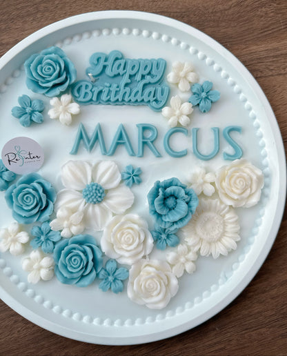 香薰蠟燭生日蛋糕 - 深藍白