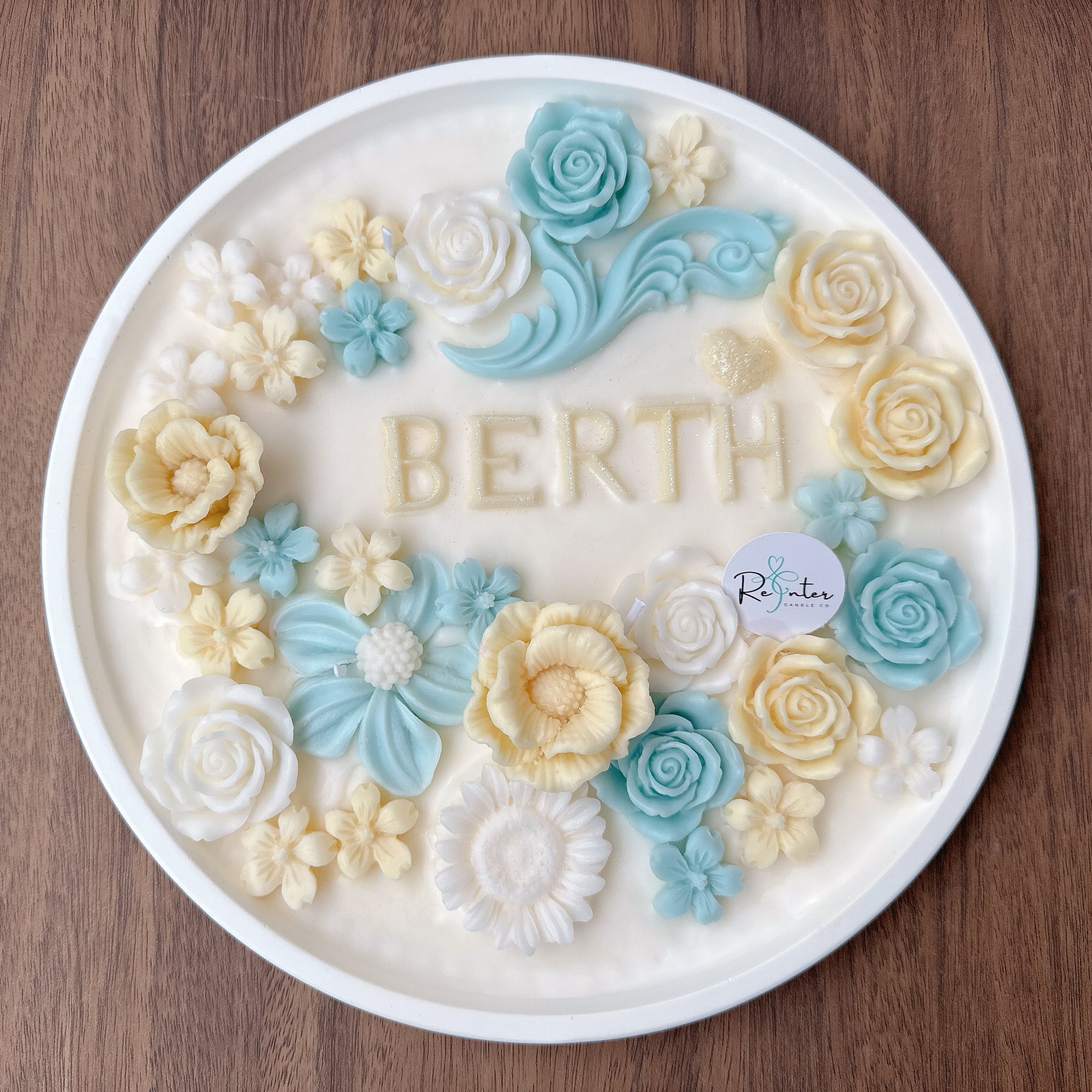 香薰蠟燭蛋糕 - 黃藍白系