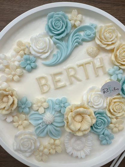 香薰蠟燭蛋糕 - 黃藍白系