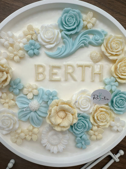 香薰蠟燭蛋糕 - 黃藍白系