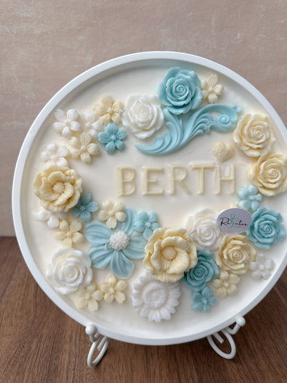 香薰蠟燭蛋糕 - 黃藍白系