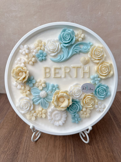 香薰蠟燭蛋糕 - 黃藍白系