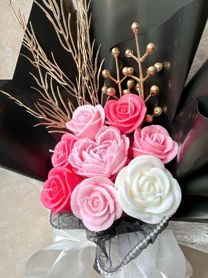 玫紅色系香薰蠟燭花束 The goddess's smile, a rosy radiance