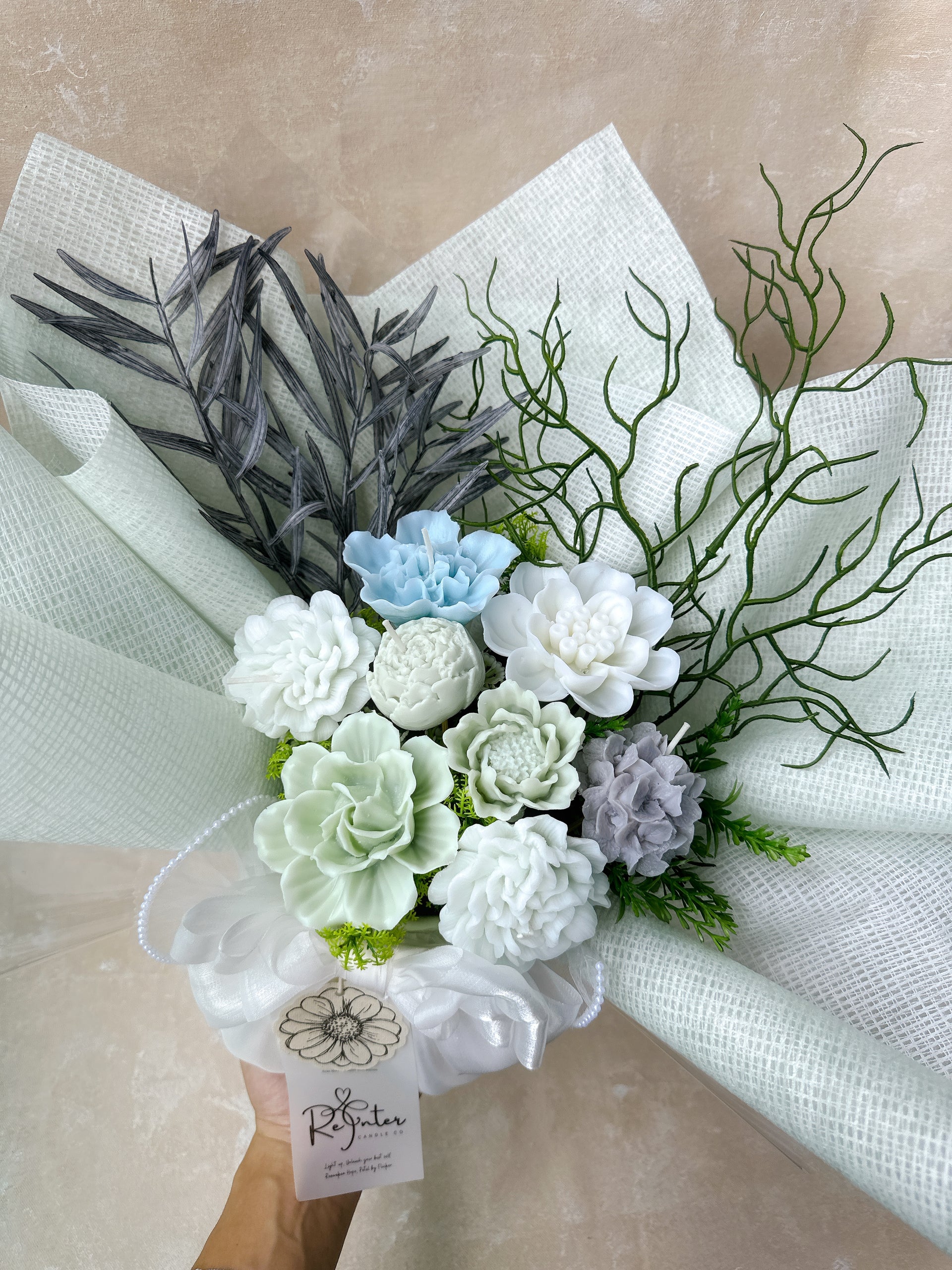 自然綠系香薰蠟燭花束 Romeo and Juliet