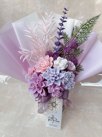 粉紫系香薰蠟燭花束 Dream of you