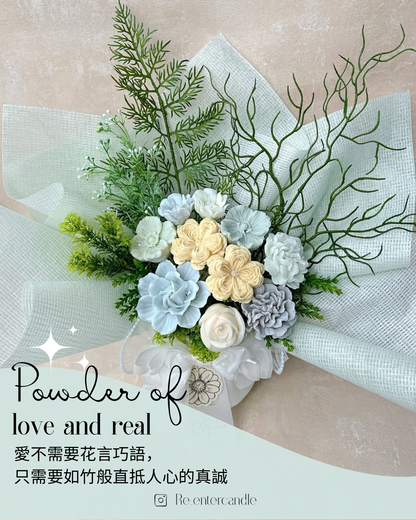 黃綠搭系香薰蠟燭花束 Romeo and Juliet