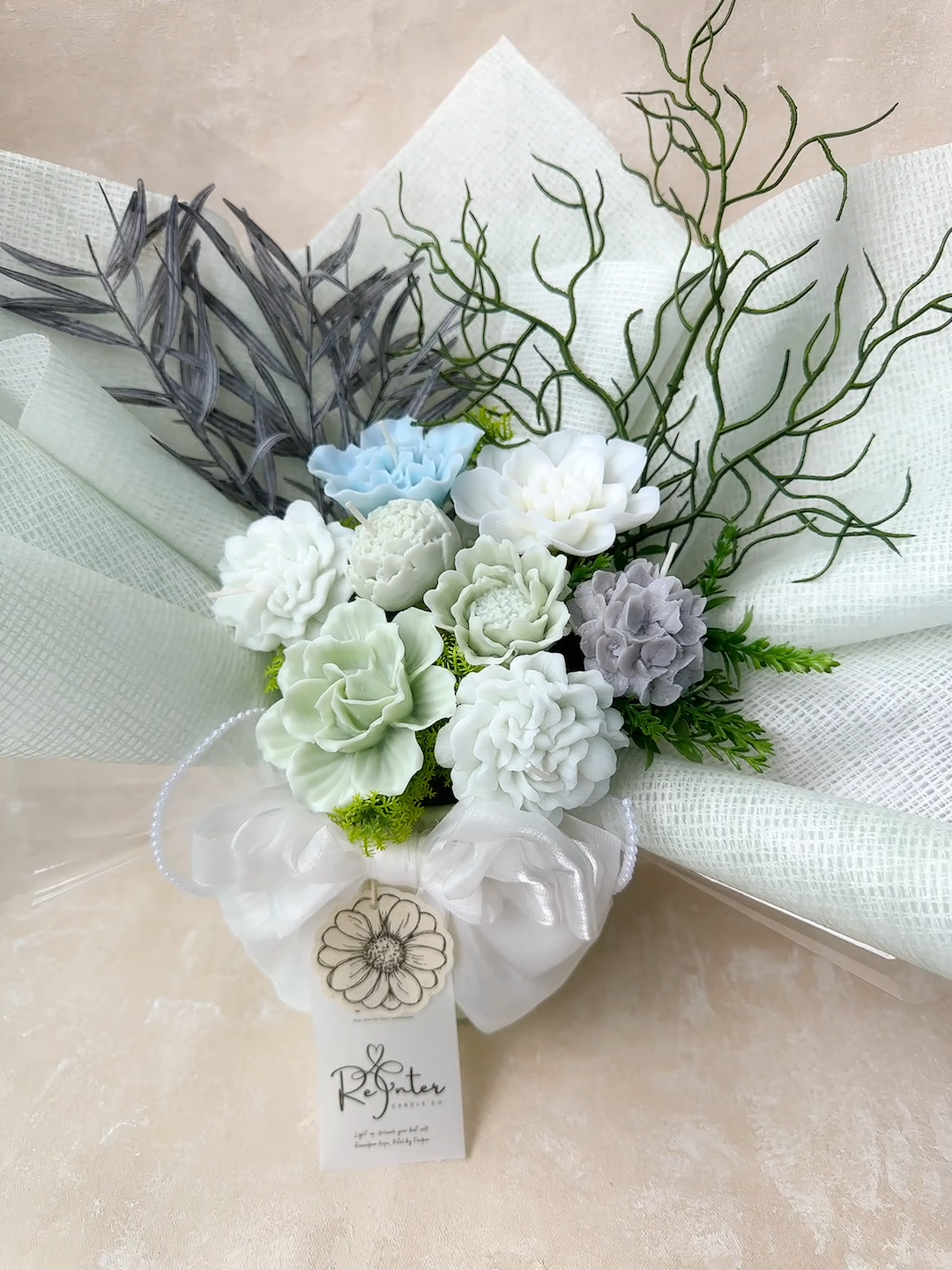 自然綠系香薰蠟燭花束 Romeo and Juliet