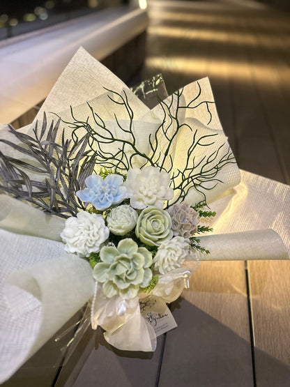 自然綠系香薰蠟燭花束 Romeo and Juliet