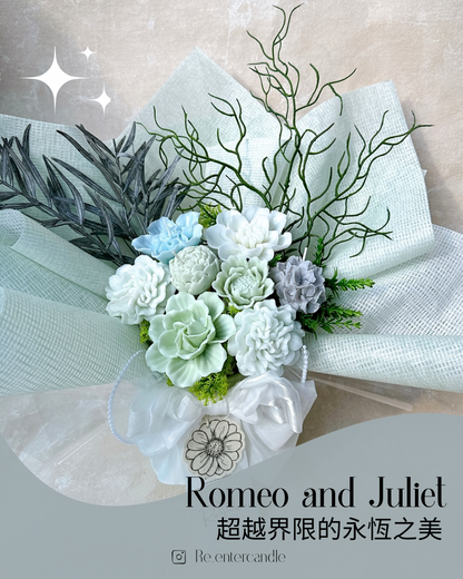 自然綠系香薰蠟燭花束 Romeo and Juliet