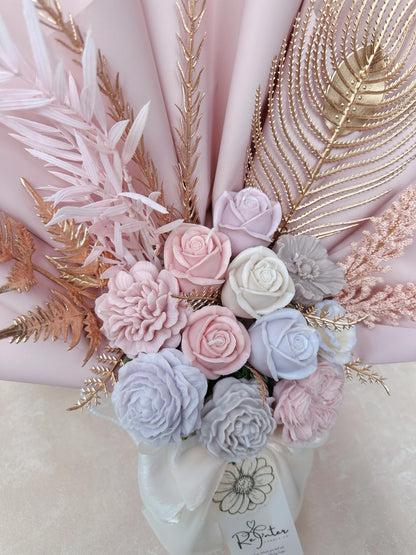 少女粉系香薰蠟燭花束 The goddess's smile, a rosy radiance